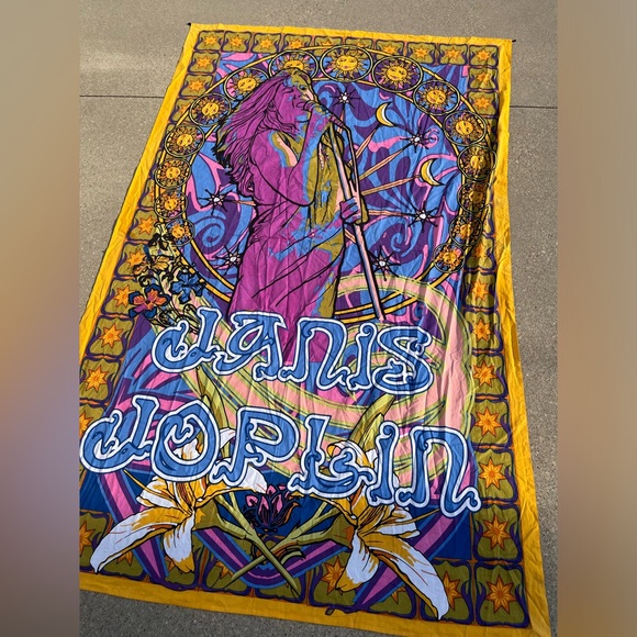 Sunshine joy urban outfitters Janis Joplin 1960s psychedelic rock tapestry - Picture 3 of 4